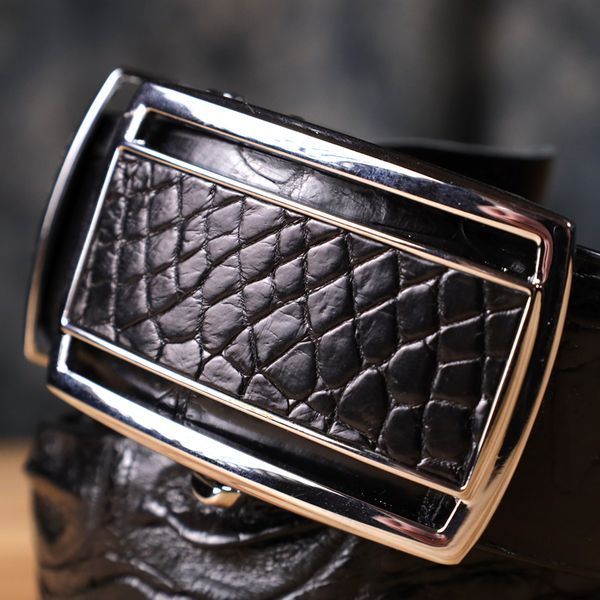 Ремень-автомат CROCODILE LEATHER 18239 из натуральной кожи крокодила Черный 18239 фото