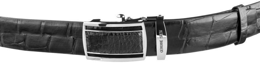 Ремень-автомат CROCODILE LEATHER 18239 из натуральной кожи крокодила Черный 18239 фото