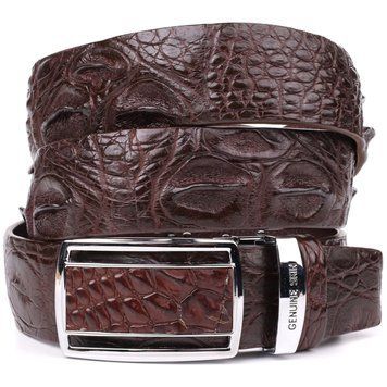 Ремень-автомат CROCODILE LEATHER 18240 из натуральной кожи крокодила Коричневый 18240 фото