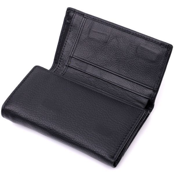 Удобный женский кошелек в три сложения из натуральной кожи ST Leather 19468 Черный 19468 фото