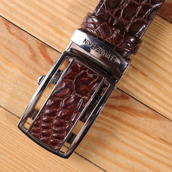 Ремень-автомат CROCODILE LEATHER 18240 из натуральной кожи крокодила Коричневый 18240 фото