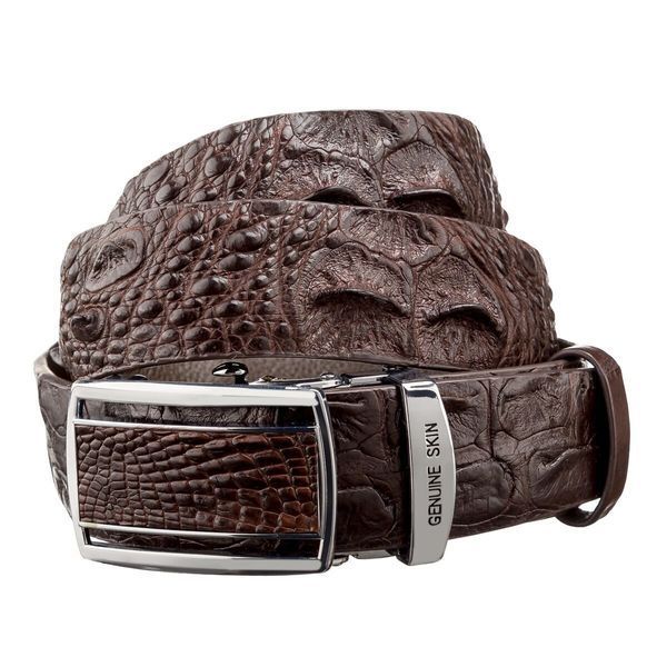 Ремень-автомат CROCODILE LEATHER 18240 из натуральной кожи крокодила Коричневый 18240 фото