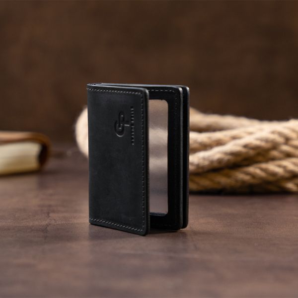 Візитниця з обкладинкою для ID-паспорта з натуральної шкіри GRANDE PELLE 11291 Чорна 11291 фото