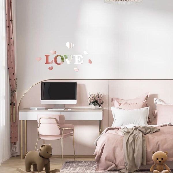 Зеркальный декор акриловый самоклеющийся Love серебро,11шт (D) SW-00002495 SW-00002495 фото