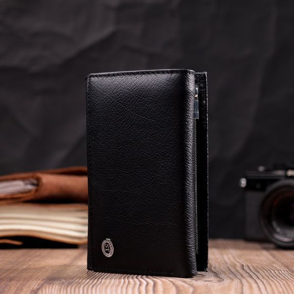 Удобный женский кошелек в три сложения из натуральной кожи ST Leather 19468 Черный 19468 фото