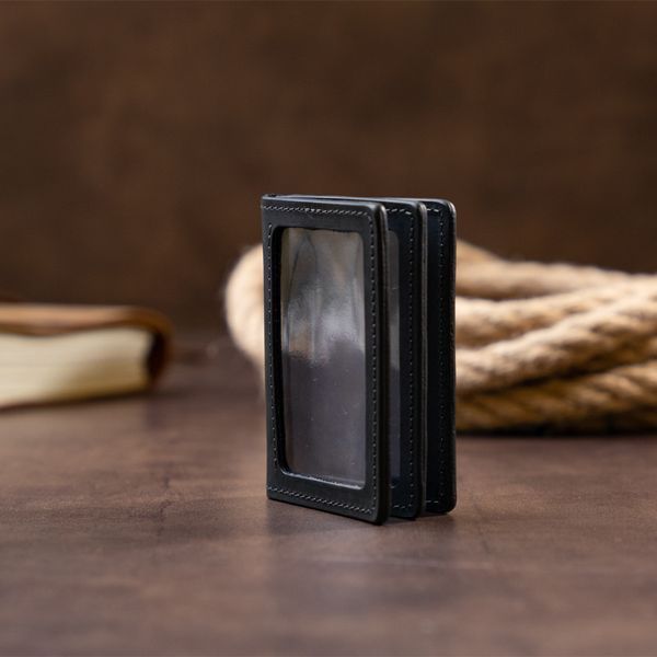 Візитниця з обкладинкою для ID-паспорта з натуральної шкіри GRANDE PELLE 11291 Чорна 11291 фото