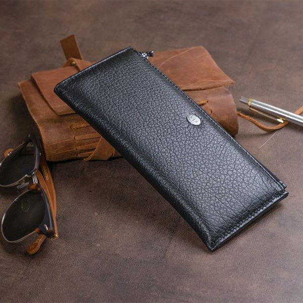 Горизонтальный тонкий кошелек из кожи унисекс ST Leather 19324 Черный 19324 фото