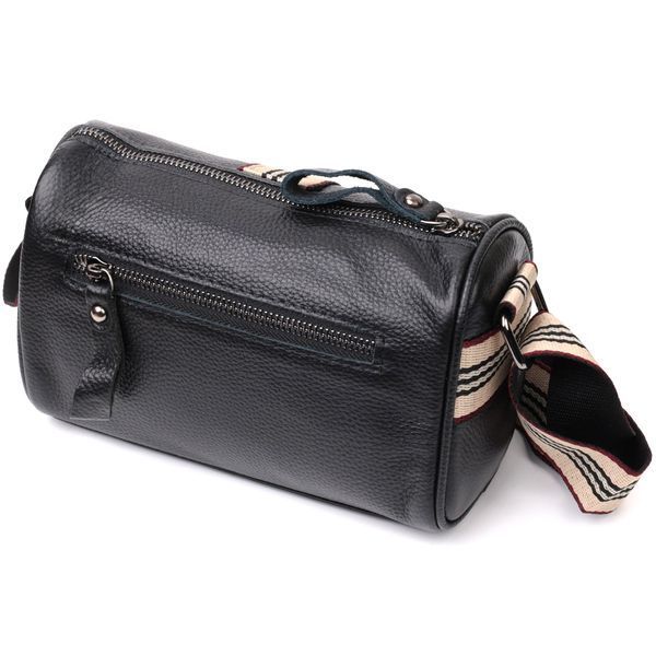 Оригінальна сумка для жінок з акцентом посередині з натуральної шкіри Vintage 22362 Чорна 22362 фото
