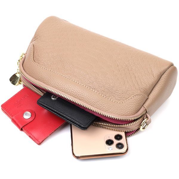 Жіноча сумка на два відділення з натуральної шкіри Vintage 22356 Бежева 22356 фото
