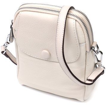 Жіноча невелика вертикальна сумка на два відділення з натуральної шкіри Vintage 22401 Біла 22401 фото