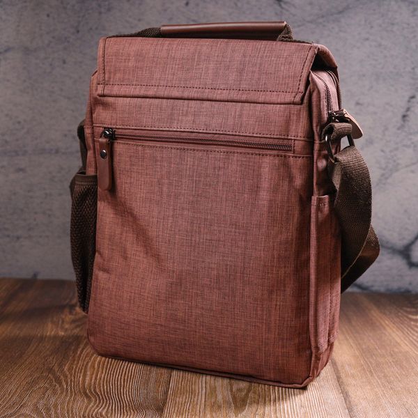 Вместительная мужская сумка из текстиля 21262 Vintage Коричневая 21262 фото