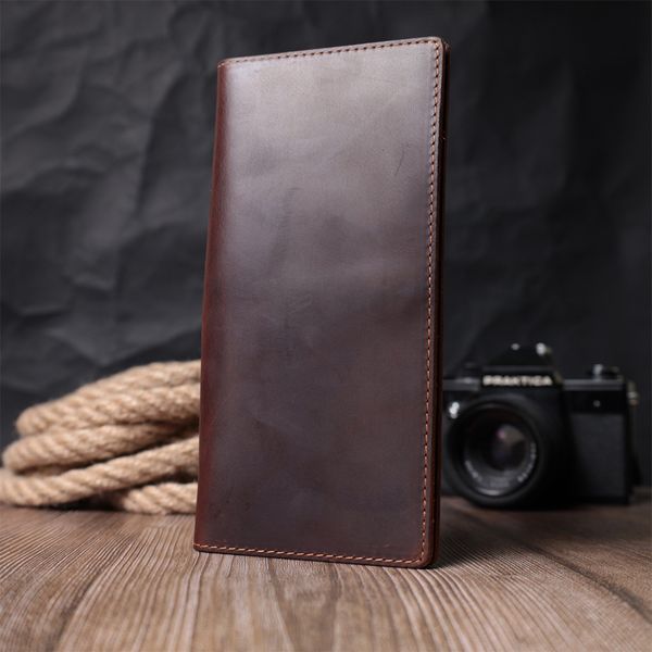 Вертикальный бумажник унисекс из натуральной кожи Vintage sale_15083 Коричневый sale_15083 фото
