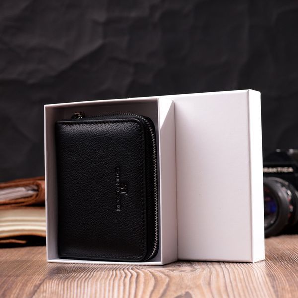Кожаный кошелек для женщин на молнии с тисненым логотипом производителя ST Leather 19489 Черный 19489 фото