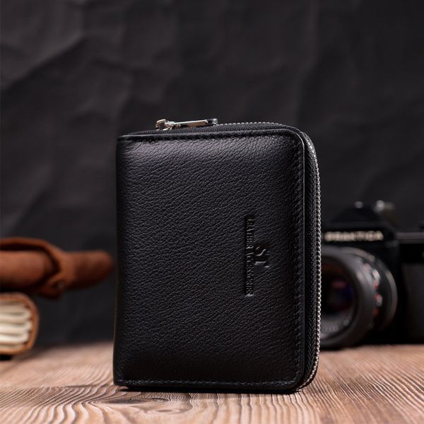 Кожаный кошелек для женщин на молнии с тисненым логотипом производителя ST Leather 19489 Черный 19489 фото