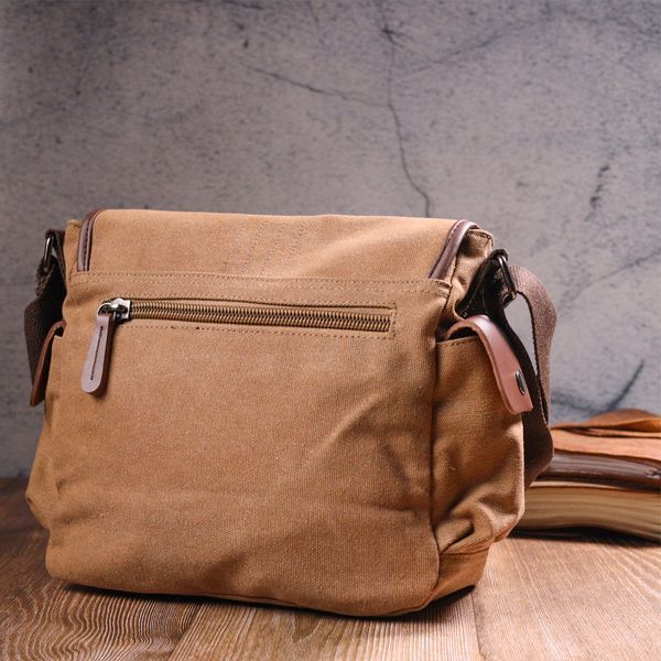 Функціональна чоловіча сумка з клапаном із текстилю 21249 Vintage Коричнева 21249 фото