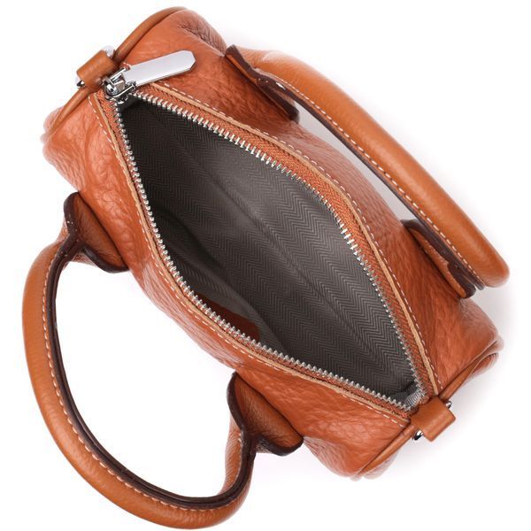 Женская сумка с металлическими акцентами на ручках из натуральной кожи Vintage 22367 Коричневая 22367 фото