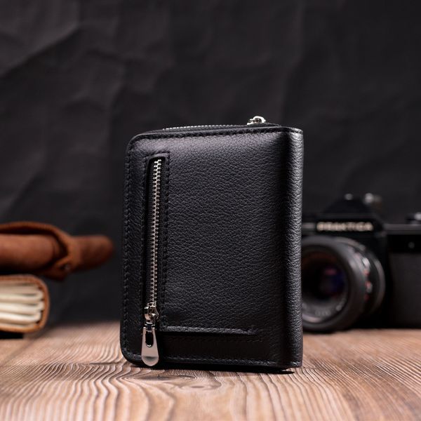 Кожаный кошелек для женщин на молнии с тисненым логотипом производителя ST Leather 19489 Черный 19489 фото