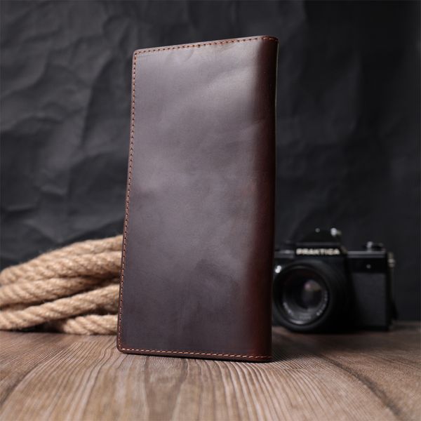 Вертикальный бумажник унисекс из натуральной кожи Vintage sale_15083 Коричневый sale_15083 фото