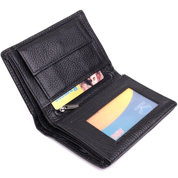 Вертикальный мужской кожаный кошелек в два сложения Vintage sale_15091 Черный sale_15091 фото