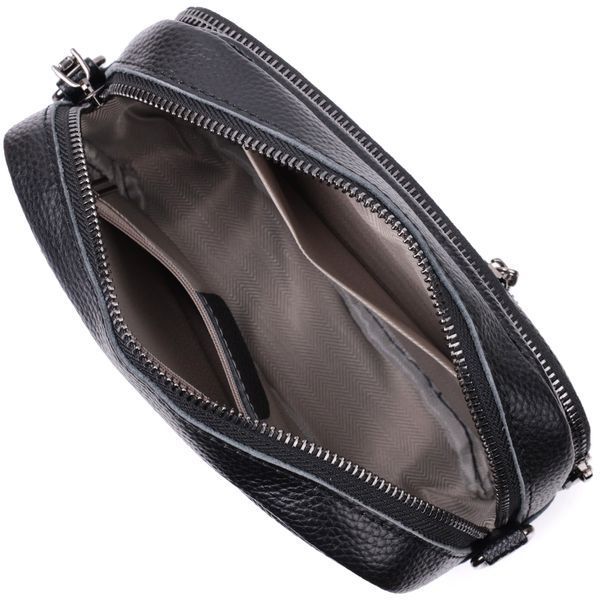 Женская сумка в классическом цвете с накладным карманом из натуральной кожи Vintage 22640 Черная 22640 фото
