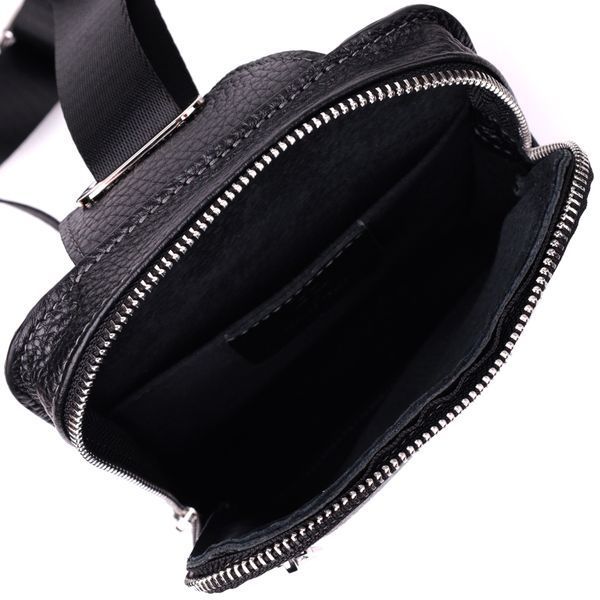 Прямоугольная сумка бананка из качественной натуральной кожи GRANDE PELLE 22877 Черный 22877 фото