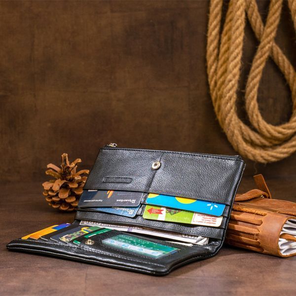 Вертикальный кошелек на кнопке женский ST Leather 19200 Черный 19200 фото