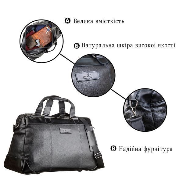 Дорожня сумка SHVIGEL 11120 шкіряна Чорна 11120 фото