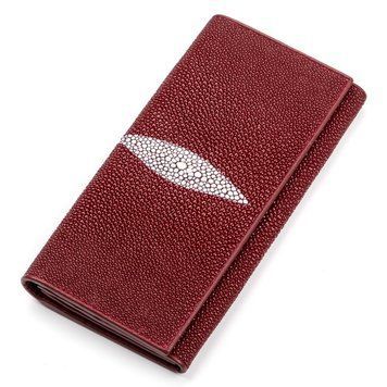 Кошелек женский STINGRAY LEATHER 18097 из натуральной кожи морского ската Бордовый 18097 фото