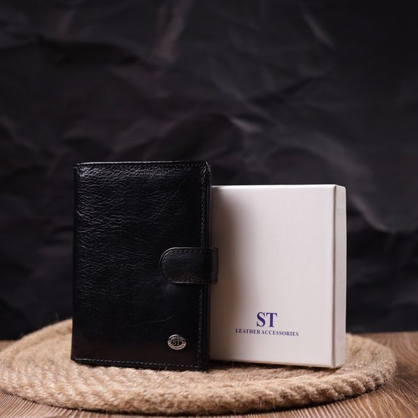 Вертикальний чоловічий гаманець із натуральної шкіри ST Leather 19406 Чорний 19406 фото
