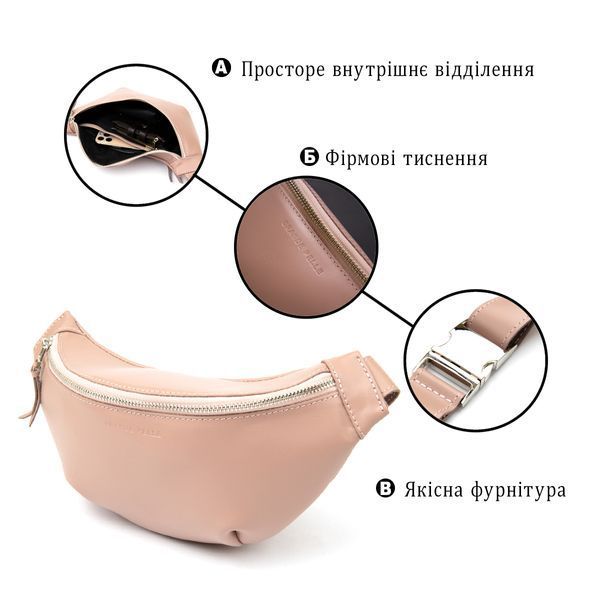 Практична шкіряна жіноча поясна сумка GRANDE PELLE 11359 Рожевий 11359 фото