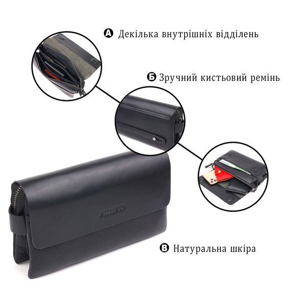 Красивий чоловічий клатч із натуральної комбінованої шкіри CANPELLINI 21564 Чорний 21564 фото