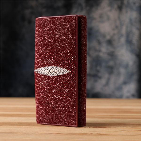 Кошелек женский STINGRAY LEATHER 18097 из натуральной кожи морского ската Бордовый 18097 фото