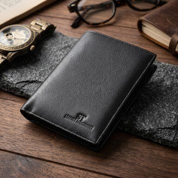 Мужское кожаное портмоне для карт купюр и монет ST Leather 22733 Черное 22733 фото