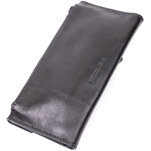 Стильный кошелек с монетницей снаружи из натуральной кожи GRANDE PELLE 11646 Черный 11646 фото