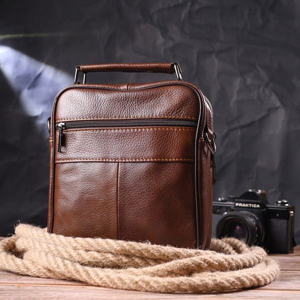 Стильна чоловіча сумка з натуральної шкіри 21275 Vintage Коричнева 21275 фото