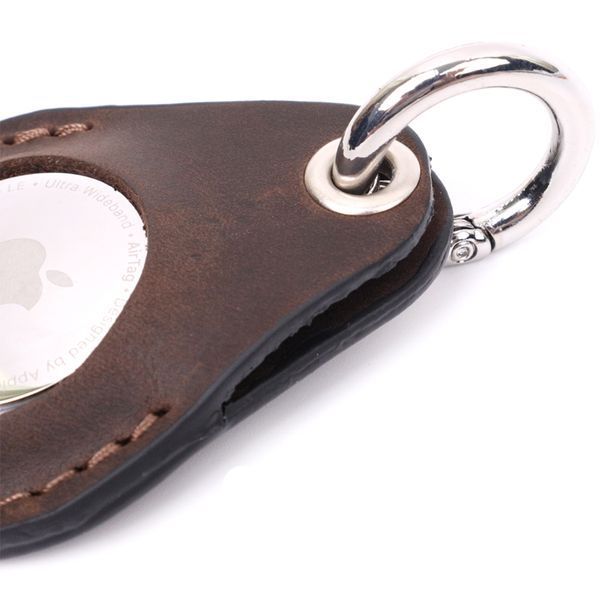Надежный брелок-держатель для Apple AirTag из винтажной кожи GRANDE PELLE 11615 Коричневый 11615 фото