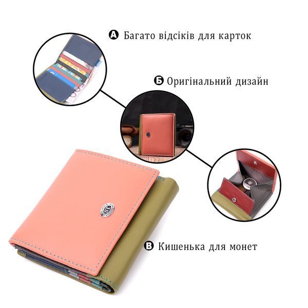 Модний жіночий гаманець з оригінальною монетницею з натуральної шкіри ST Leather 19511 Різнокольоровий 19511 фото