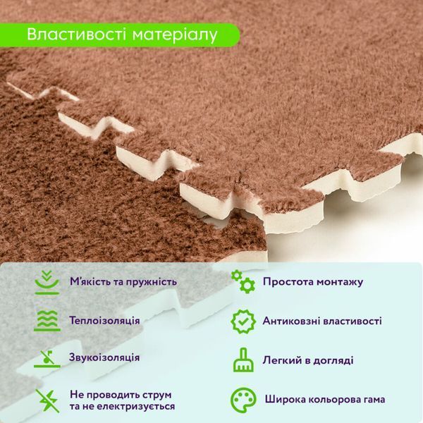 Пол-пазл плюшевый 30х30х1см Коричневый (D) SW-00002082 SW-00002082 фото