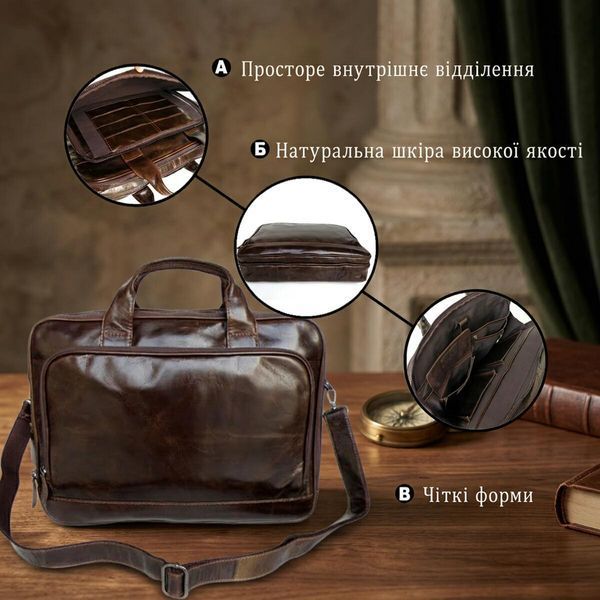 Кожаная сумка для ноутбука работы поездок и документов Vintage 14152 Коричневая 14152 фото
