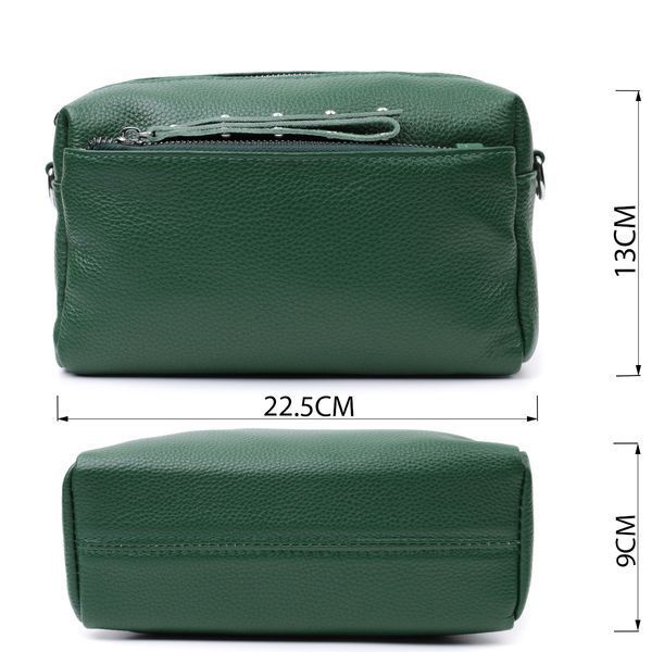 Шкіряна сумка зі стильним бігунком Vintage 22651 Зелена 22651 фото