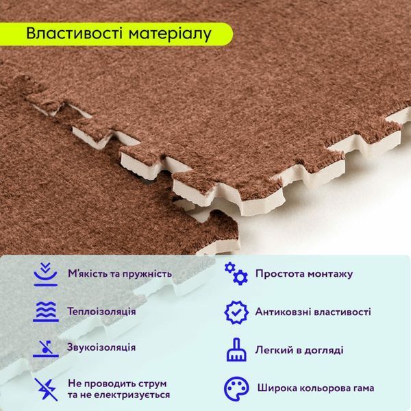 Пол-пазл плюшевый 60х60х1см Корчневый (D) SW-00002083 SW-00002083 фото