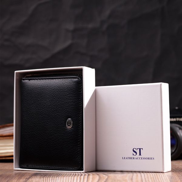 Портмоне для женщин на молнии в классическом цвете из натуральной кожи ST Leather 19488 Черный 19488 фото