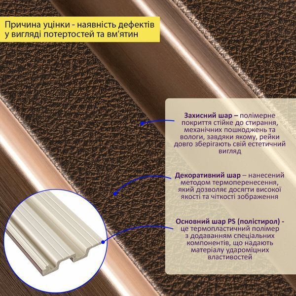 Рейка декоративная PS 2900х120х20мм Под коричневую кожу с бронзой SW-00002147- SW-00002147 фото