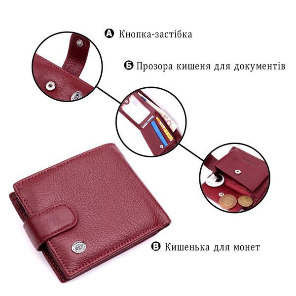 Стильне жіноче портмоне з блоком для карт з натуральної шкіри ST Leather 19472 Бордовий 19472 фото