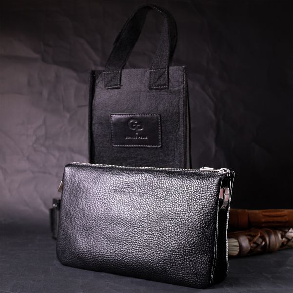 Зручний жіночий клатч із натуральної зернистої шкіри GRANDE PELLE 11697 Чорний 11697 фото