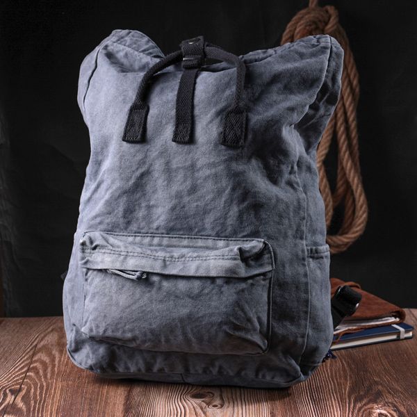 Модный городской рюкзак-мешок унисекс из плотного текстиля Vintage sale_15076 Серый sale_15076 фото