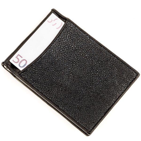 Затискач для грошей STINGRAY LEATHER 18293 з натуральної шкіри морського ската Чорний 18293 фото