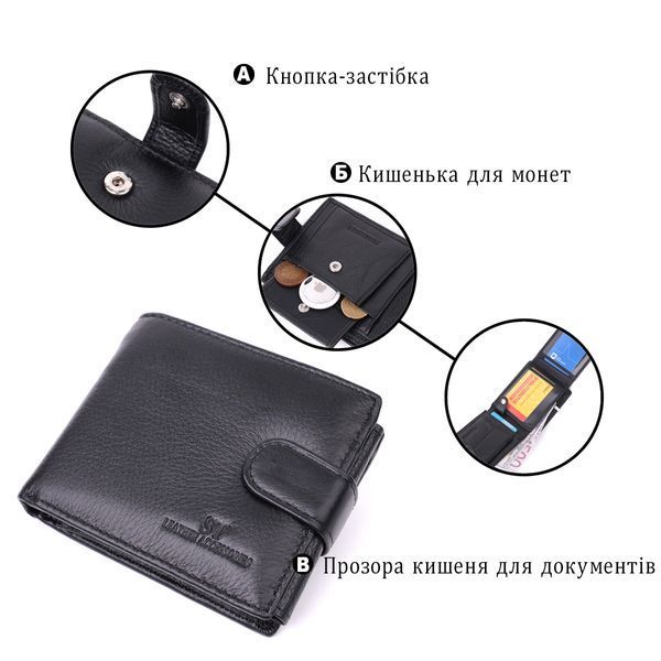 Якісний горизонтальний гаманець із натуральної шкіри ST Leather 22455 Чорний 22455 фото