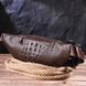Модна поясна сумка з натуральної шкіри з фактурою під крокодила 21298 Vintage Коричнева 21298 фото 8