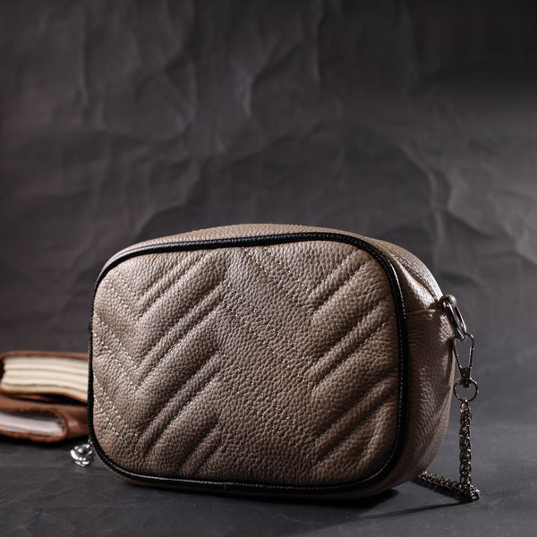 Женская вечерняя сумка на цепочке из натуральной кожи Vintage 22381 Бежевая 22381 фото